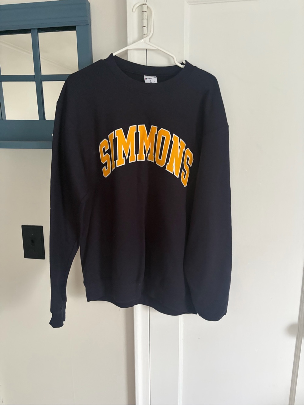 Champion Navy Crewneck Sweatshirt with Yellow Simmons